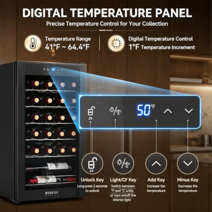 BODEGA COOLER 24 Bottle Wine Cooler, Wine Fridge for Office, Kitchen & Bar