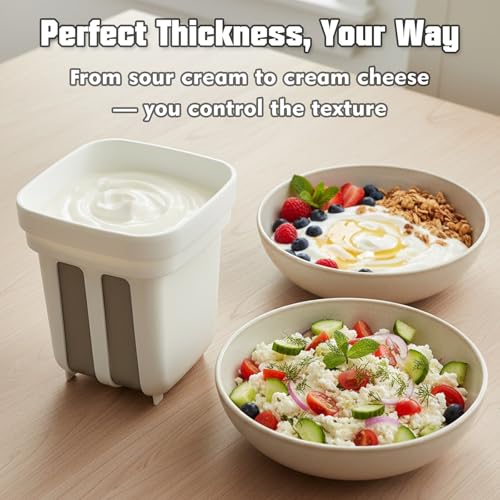 2.1QT Greek Yogurt Maker Strainer with Ultra Fine Mesh and Lid, Greek Yogurt Strainer for Homemade Thick Greek Yogurt, Cheese, Kefir, and Cold Brew Coffee