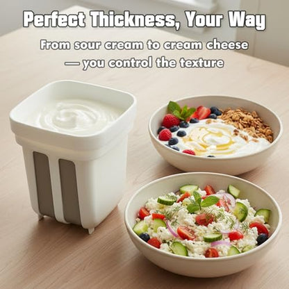2.1QT Greek Yogurt Maker Strainer with Ultra Fine Mesh and Lid, Greek Yogurt Strainer for Homemade Thick Greek Yogurt, Cheese, Kefir, and Cold Brew Coffee