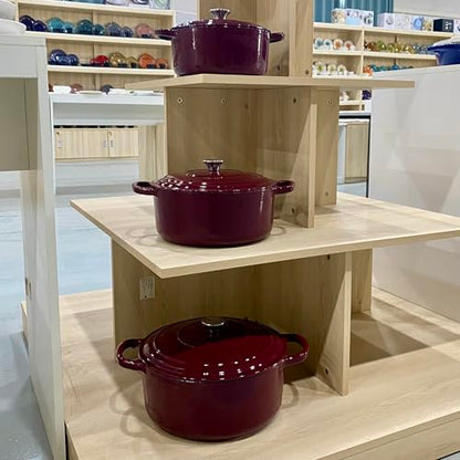 IRESTAURANT PLUS Commercial Grade, Cast Iron Enameled Cookware (Dark Red, Duch Oven 9qt)