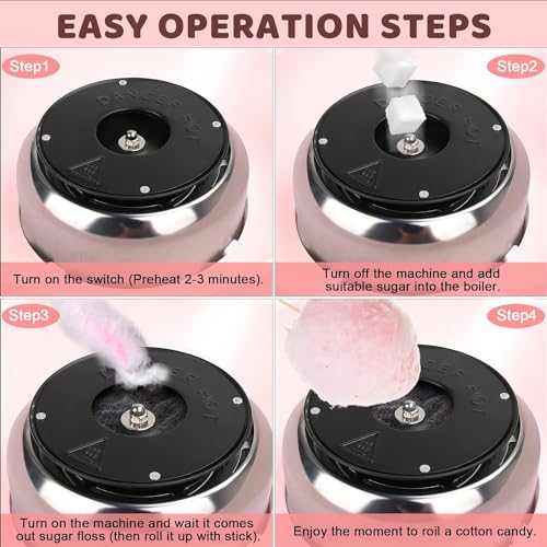 Cotton Candy Machine for Kids, Candy Floss Machine, Portable Mini Electric Cotton Candy Maker for Home Birthday Family Party Christmas Gift, Includes 10 Bamboo Sticks & Sugar Scoop