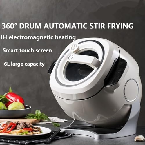 Multi Function Stir Fry Machine Cooker, Auto Cooking Wok Fried Rice Machine 360° Automatic Rotation, Drum Type Stir Frying Machine with Smart Touch for Stir Frying,Stewing,Cooking,110V