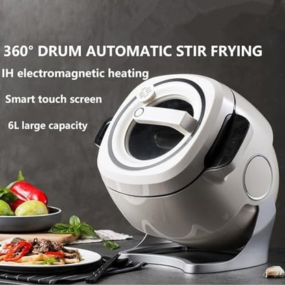 Multi Function Stir Fry Machine Cooker, Auto Cooking Wok Fried Rice Machine 360° Automatic Rotation, Drum Type Stir Frying Machine with Smart Touch for Stir Frying,Stewing,Cooking,110V