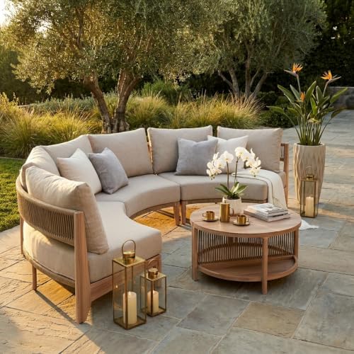SUNSITT 5-Piece Modular Wicker Outdoor Sectional Sofa Set with Split Table
