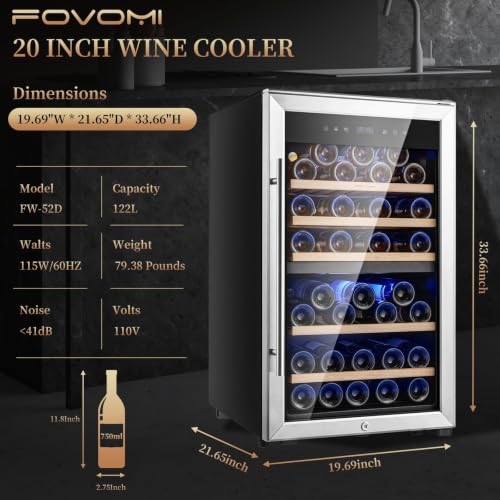 FOVOMI Wine Fridge 52-bottle Wine Cooler Refrigerators Dual-Zone