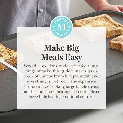 Martha Stewart 12"x 22" XL Electric Griddle, Ceramic Nonstick Flat Top