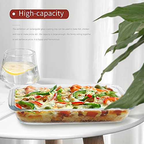 TIBLEN 2-Pack Glass Baking Dishes – 102 oz & 75 oz (2.2 L + 3.0 L) Large Oven-Microwave-Freezer Safe Borosilicate Glass Bakeware for Cooking & Food Storage