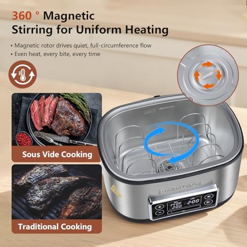 Homtone Sous Vide Cooker, 8 Quart All-in-One Design with Precise Temperature Control, 3D Water Circulation, Easy Setup 1000W for Steak Chicken Meal Prep