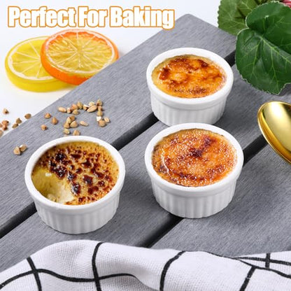 24 Pcs 1 oz Mini Ramekins Small White Ceramic Porcelain Souffle Dish Custard Sauce Dipping Dessert Cups Oven Safe Bowls for Charcuterie Pudding Creme Brulee Condiment Baking Bakeware