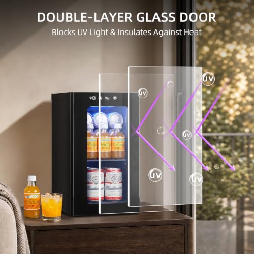 Antarctic Star 10L Mini Fridge, Beverage Refrigerator Small Drink Fridge for Bedroom, beverage cooler with Digital Temp Adjustment 40-61°F, Ideal for Bedroom, Dormitory, Office, Bar and Kitchen