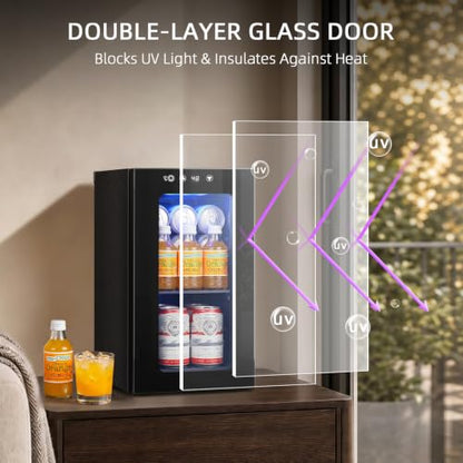 Antarctic Star 10L Mini Fridge, Beverage Refrigerator Small Drink Fridge for Bedroom, beverage cooler with Digital Temp Adjustment 40-61°F, Ideal for Bedroom, Dormitory, Office, Bar and Kitchen