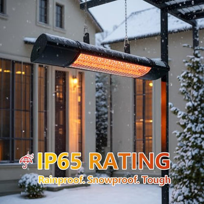Hanging Patio Heater, Outdoor Electric Heater, Wall Mounted & Ceiling Infrared Garage Heater for Outdoor/Indoor Use, 1500W, Remote Control, Black