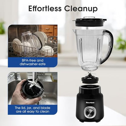 REXYHOME Blender, 700W Countertop Blenders for Kitchen, 50oz BPA-Free Jar, 3-Speed Blender for Smoothies, Shakes, Ice Crushing & Frozen Fruit