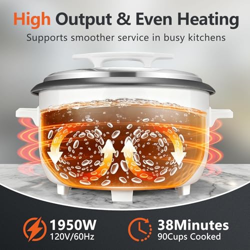 Heromind Commercial Rice Cooker 90-Cup, 16Qt Large Capacity Cooker