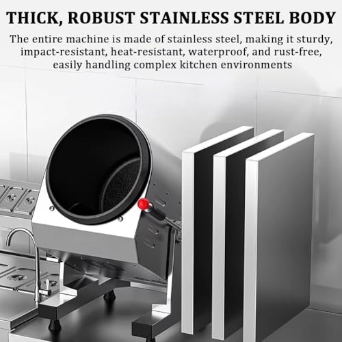 TT-YEL Stainless Steel Commercial Fully Automatic Cooking Machine, Drum-Type Food Processor, Natural Gas-Powered Cooking Machine, Water Spray Wok,30cm Wok