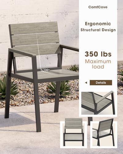 ComfCove Outdoor Dining Set, Aluminum & HDPS Outdooor Table and Chairs Set