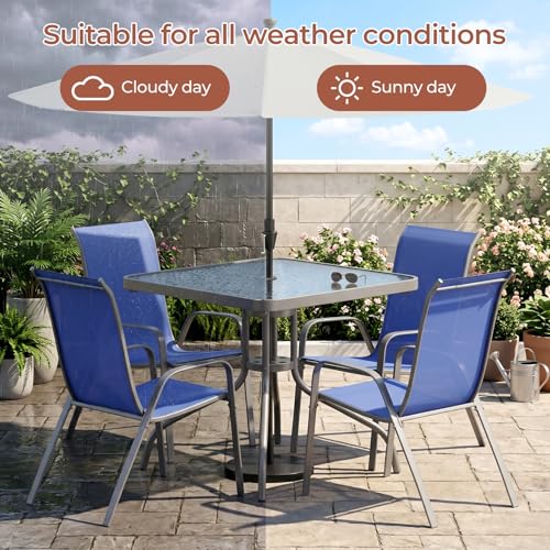 TLSUNNY Patio Dining Set 5 Pieces, All Weather Outdoor Furniture W/30"X 30" Table and 4 Stackable Textilene Chairs, Metal Table and Chairs for Lawn, Garden, Poolside, Backyard (Umbrella not Included)