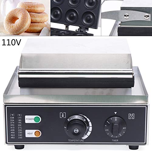 LOYALHEARTDY Electric Mini Donut Maker, 110V 1550W Nonstick Commercial & Home Use, Black, Modern Style, Stainless Steel & Aluminum, 12 Donuts at a Time
