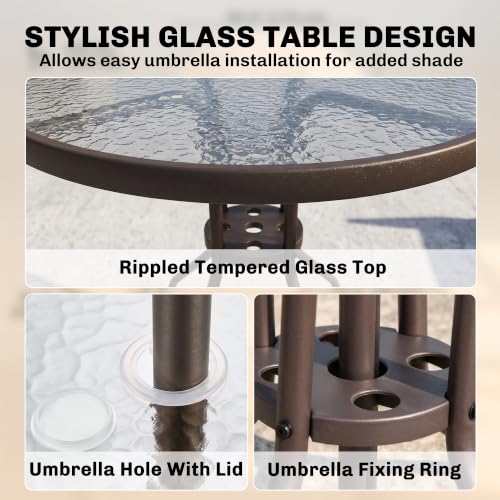 Outsunny 6 Piece Patio Dining Set for 4 with Umbrella, Beige