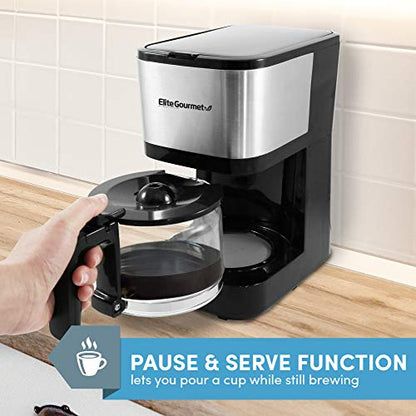 Elite Gourmet EHC9420 Automatic 5-Cup Drip Coffee Maker, Pause N Serve