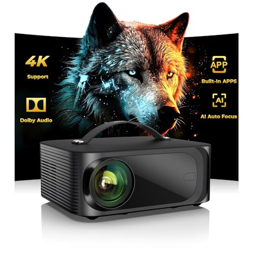 [Official Licensed APPs] Outdoor-Projector-4K with Wifi6 and Bluetooth, Smart TV OS & DoIby Audio, Portable Projector with YouTube/PrimeVideo, ONOAYO 1080P Proyector with 300'' Display