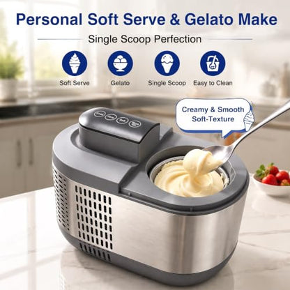 Self-Cooling Ice Cream Maker Machine, 1.2 Pint (600ml), No Pre-Freezing