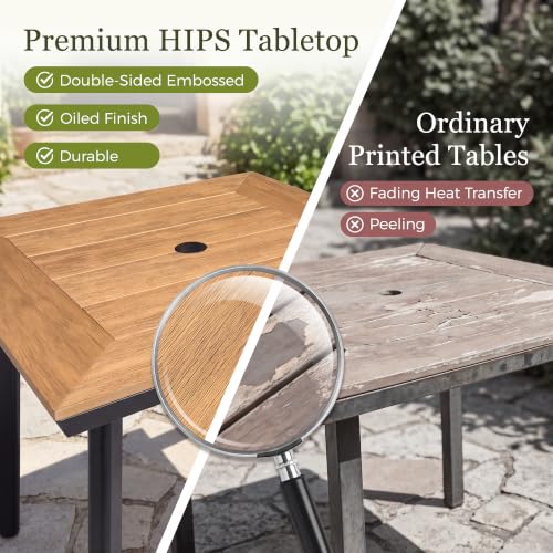 Greesum 5-Piece HDPE Outdoor Dining Set for 4, Faux Wood Table and Chairs