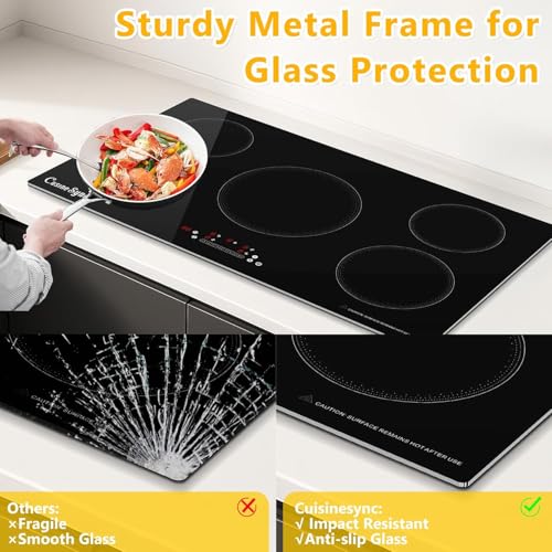 36 Inch Induction Cooktop, 5 Burner Built-In Electric Stove Top, 10800W High Output 240V Hardwired, Touch Control with Power Boost, 9 Power Levels, Timer, Child Lock & Residual Heat Indicator