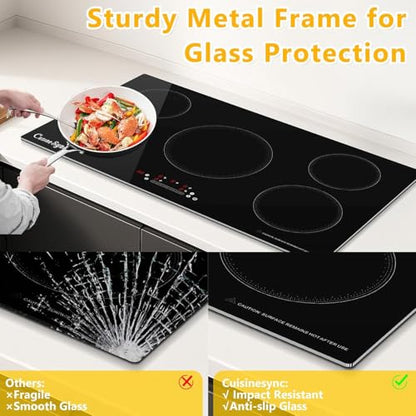 36 Inch Induction Cooktop, 5 Burner Built-In Electric Stove Top, 10800W High Output 240V Hardwired, Touch Control with Power Boost, 9 Power Levels, Timer, Child Lock & Residual Heat Indicator