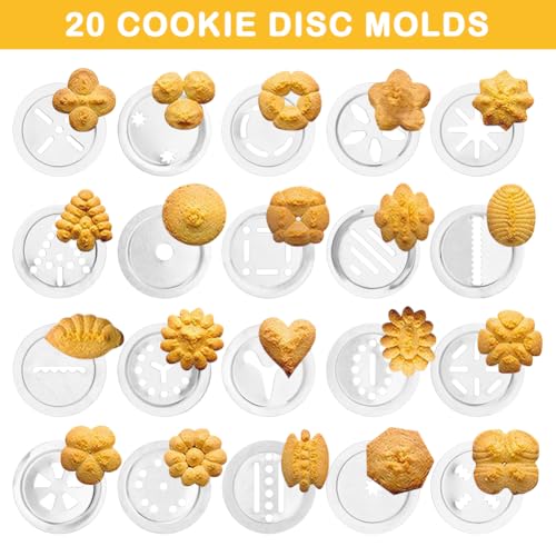 Stainless Steel Cookies Press Gun Manual Churro Maker Machine Churro Maker Kit with 20 Cookie Discs and 4 Piping Tips for DIY cake Makers Decorating Baking Supplies(Silver,Size:16.5x5cm/6.5x1.97inch)