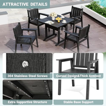 Pamapic Patio Dining Table Set, 5-Piece Outdoor Dining Set for 4, Black