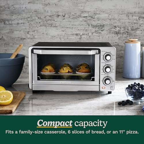 Cuisinart Custom Classic Toaster Oven Broiler, 1800 Watt Countertop Toaster Oven to Bake, Broil, and Toast, Non-Stick Interior, Consistent Toast Control, Brushed Stainless Steel/Black, TOB-40N