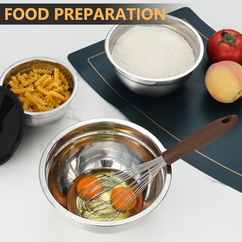 Hunnycook 7 Piece Mixing Bowls with Lids Set - Mixing Bowls Stainless Steel Bowls for Kitchen Baking, Size 0.7, 1.1, 1.5, 2.1, 3.5, 4, 4.5QT, Baking Bowl for Food Preparation, Mixing and Serving Foods