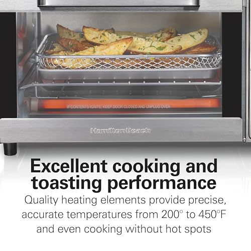 Hamilton Beach Sure-Crisp Air Fryer Toaster Oven Combo, Fits 9” Pizza, 4 Slice Capacity, Powerful Circulation, Auto Shutoff, Stainless Steel (31403)