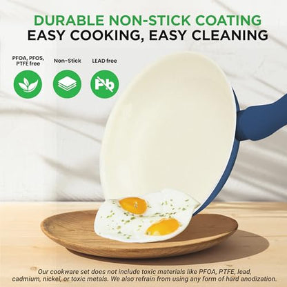 Nutrichef 54 Piece Professional Grade Complete Home Kitchen Cookware Set, Ceramic Non-Stick Bakeware, Pot and Pans Kit, Cool-Touch Handles, Safe for Gas, Electric, Induction Cooktops, Easy Clean