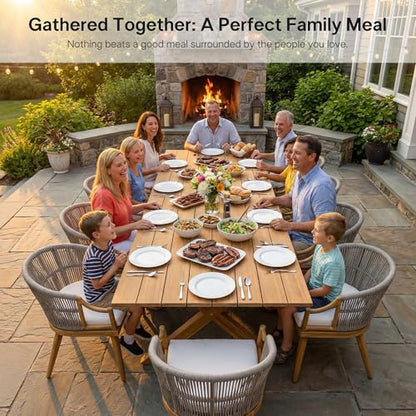 PURPLE LEAF 11 Pieces Outdoor Dining Set All Weather Wicker Patio Dining Set with Rectangular Aluminum Table and Modern Armrest Dining Chairs for Garden Deck Backyard Kitchen, Teak