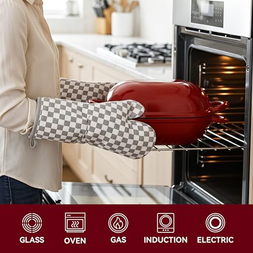 2 QT Oval Dutch Oven for Bread Baking, Enamelled Cast Iron Bread Oven for Sourdough, Sourdough Loaf Pan with Lid, Heavy-Duty Non Stick Bread Pan for Homemade Bread Baking, Red