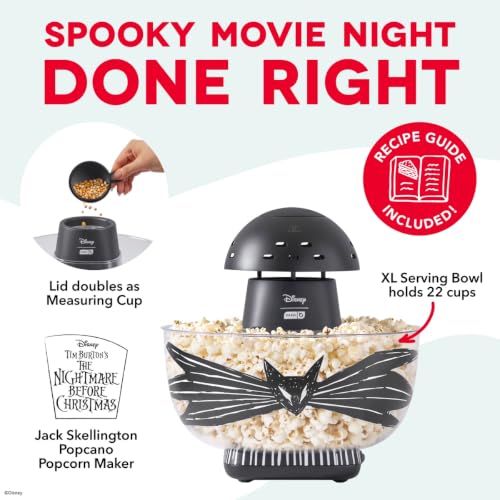 Disney | Dash Jack Skellington Popcano Popcorn Maker, Oil-Free, Black