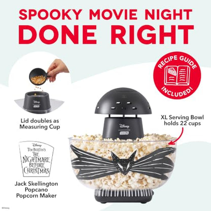 Disney | Dash Jack Skellington Popcano Popcorn Maker, Oil-Free, Black