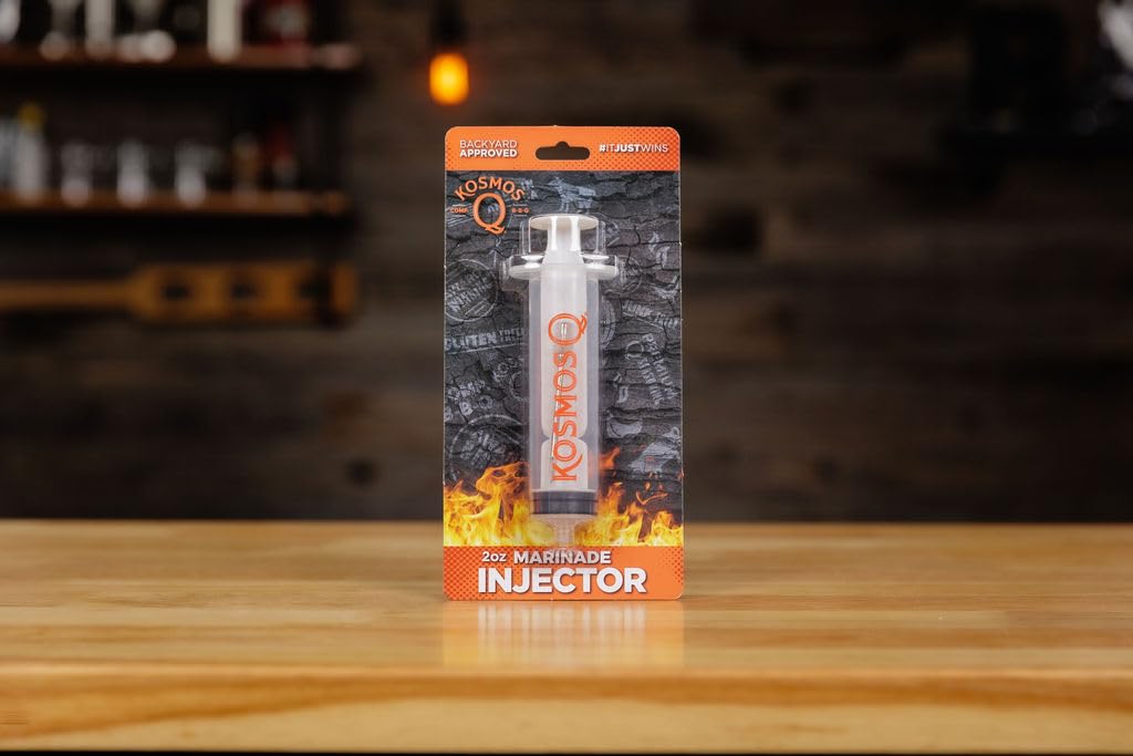 Kosmos Q Meat Marinade Injector (1 oz) - Easy-To-Use & Clean Marinade Meat Injector Syringe - Portable Meat Injectors For Smoking & Grilling - Durable Food Syringe For Brisket, Roast, Chicken & Turkey
