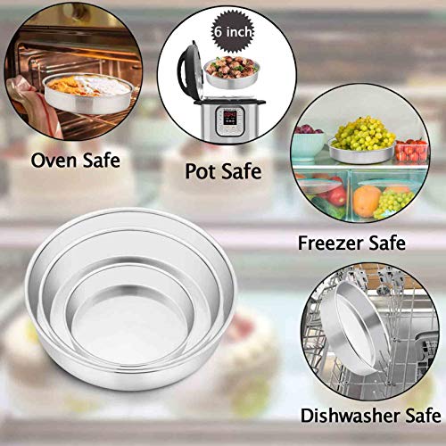 TeamFar Cake Pan, 4’’ - 6’’ - 8’’ - 9½’’ - 11’’, Stainless Steel Round Baking Tier Smash Cake Pans Set, Healthy & Heavy Duty, Mirror Finish & Dishwasher Safe - Set of 5