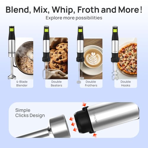 Consciot 4-in-1 Immersion Blender Handheld Max 1100W, Trigger Speed Control