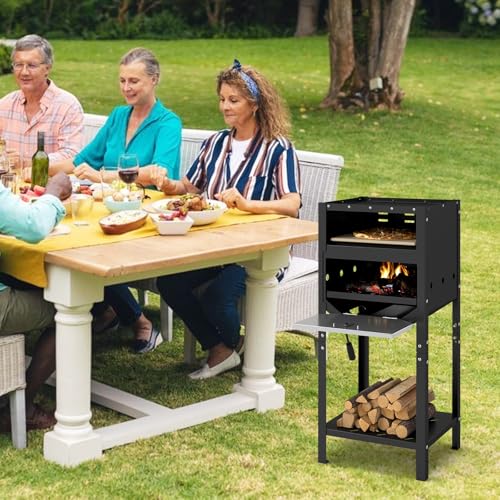 Happygrill 12” Pizza Oven Outdoor, Wood-Fired Pizza Stove with Ash Tray & Wood Storage, Pizza Stone, Pizza Peel & Oxford Cloth Cover, Multi-Fuel Pizza Maker for Patio, Backyard, Camping & BBQ