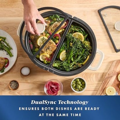 Crock-Pot MultiMeal Multicooker and Programmable Slow Cooker with Bake Function, Create 2 Dishes Simultaneously, Two 3.7qt Nonstick Pots Feed 8+ People, Dishwasher-Safe