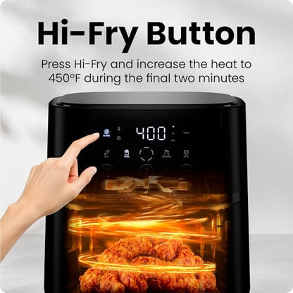 Chefman Air Fryer – 4 QT Compact Airfryer for Quick & Easy Meals, Features Hi-Fry Technology for Extra Crisp, Easy-View Window, Touch Controls with 4 Presets, Nonstick & Dishwasher Safe Basket - Black