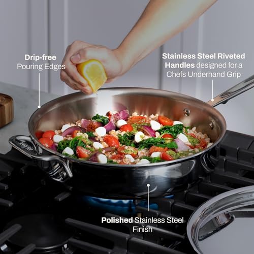 All-Clad D3® Stainless Steel 3 Quart Saute Pan Covered- Made in the USA- The Original Bonded Professional Cookware- Oven Safe & Induction Compatible