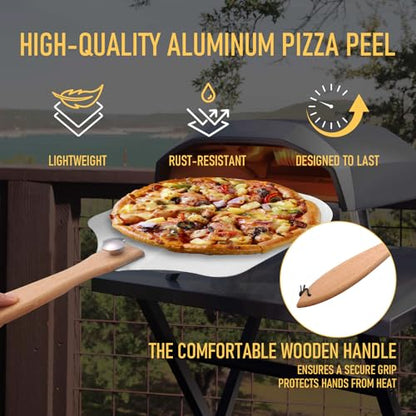 15x12" Pizza Stone For Oven & Grill - 12" Aluminum Pizza Peel - Pizza Cutter & Mini Pizza Spatula Set - Perfect For Baking Homemade Pizza, Bread & Pastry