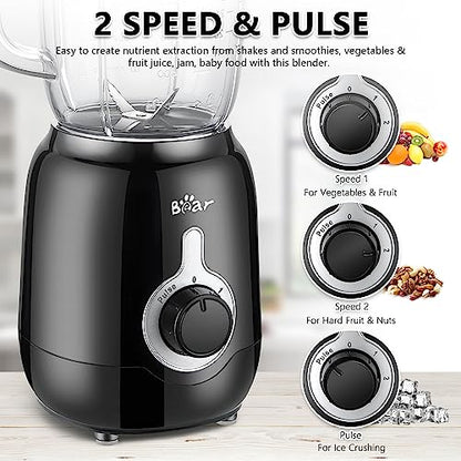 Bear Blender, 2025 New 700W Smoothie Countertop Blender with 40oz Cup for Shakes and Smoothies, 3-Speed for Crushing Ice, Puree and Frozen Fruit with Autonomous Clean