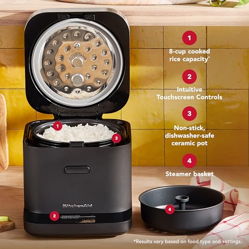 KitchenAid Compact 8 Cup Grain and Rice Cooker, Integrated Scale, KGC2154BM