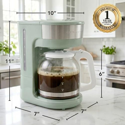 OVENTE 12-Cup Drip Coffee Maker with Easy On/Off Switch, Teal CM412LBL
